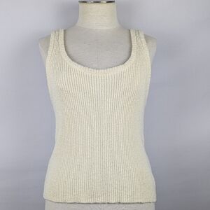 Rails Albie Tank Scoop Neck Linen Cotton Blend Textured Rib Knit Ivory M NWT
